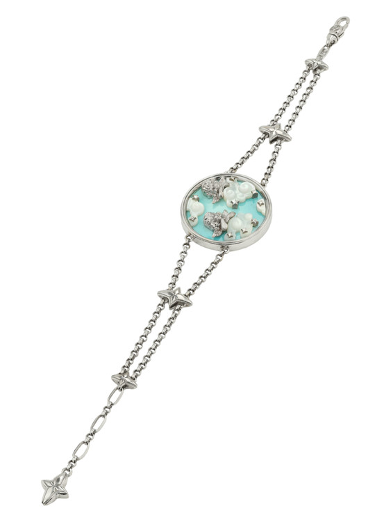 Браслет из белого золота c бирюзой и перламутром