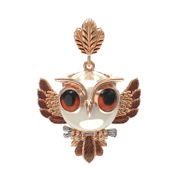 Подвеска из золота c эмалью и жемчугом