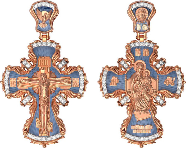 Крест из золота c эмалью и бриллиантами