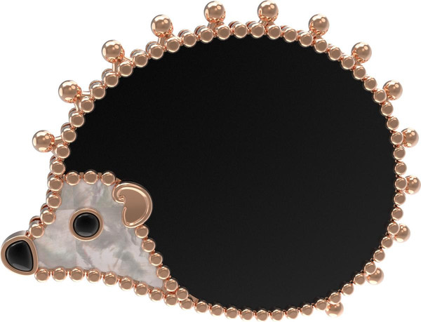 Брошь из золота c эмалью, ониксом и перламутром