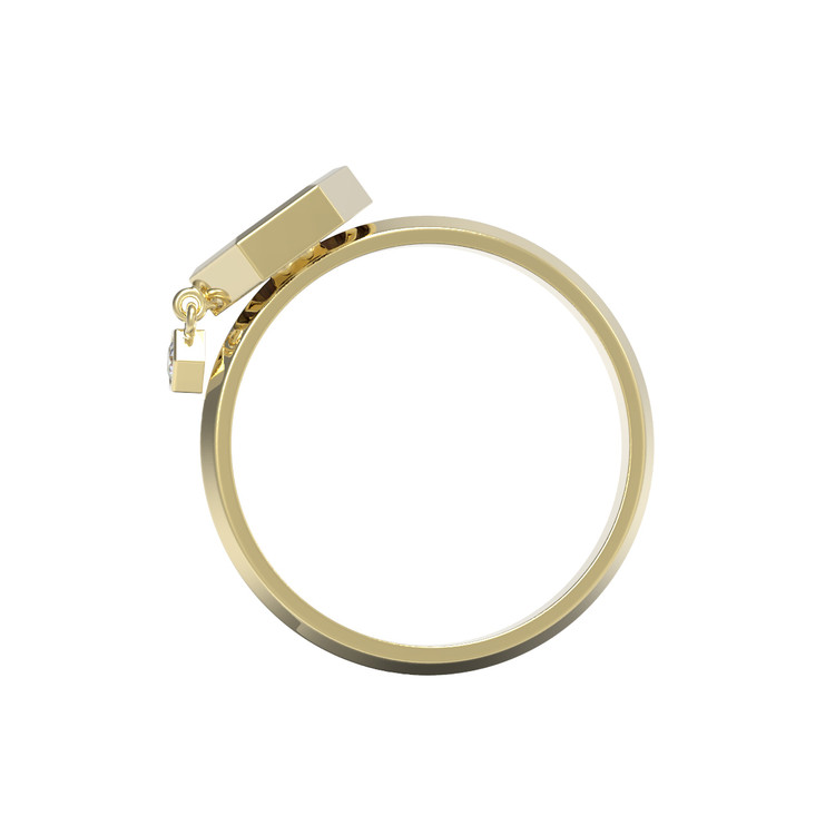 Кольцо из лимонного золота c бриллиантами и перламутром