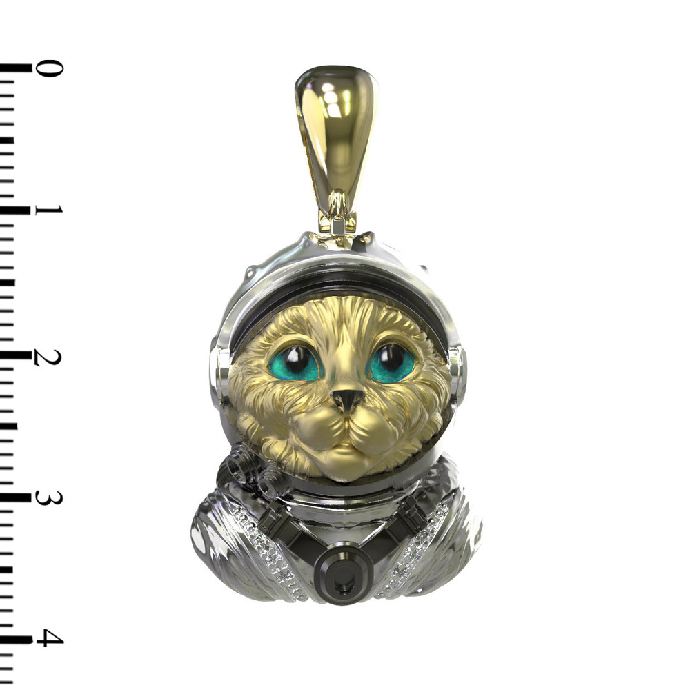 Подвеска из лимонного золота c эмалью, бриллиантами и рубином