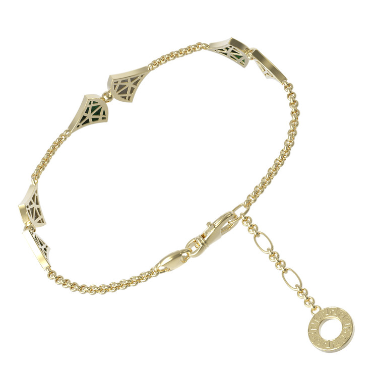 Браслет из лимонного золота c малахитом и перламутром