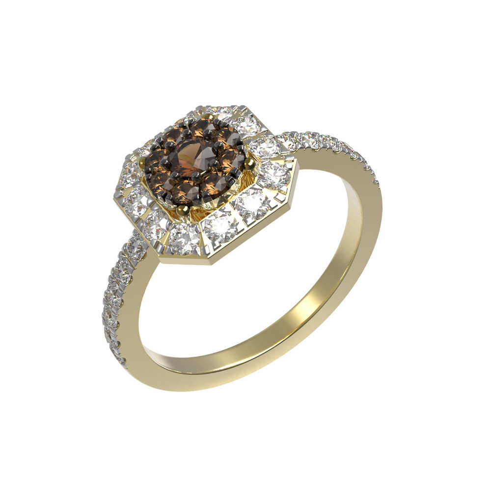 Кольцо из лимонного золота c бриллиантами