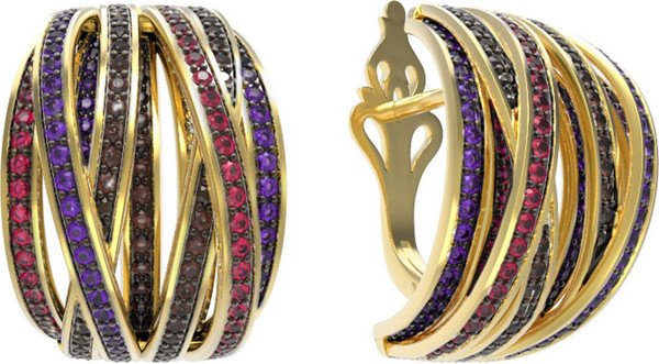 Серьги из лимонного золота c фианитом