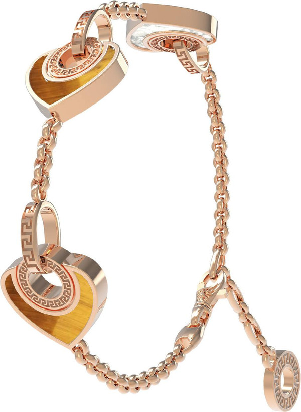 Браслет из золота c тигровым глазом и перламутром