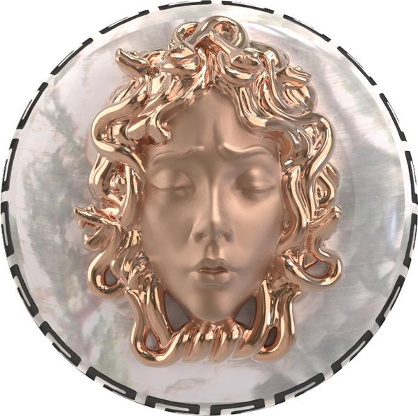 Кольцо из золота c эмалью и перламутром