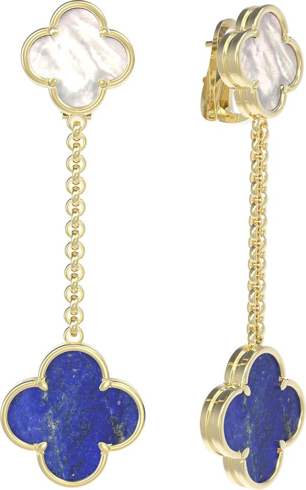 Серьги из лимонного золота c лазуритом и перламутром
