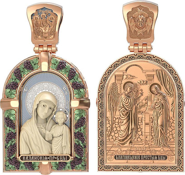 Образок из золота c эмалью и бивнем мамонта