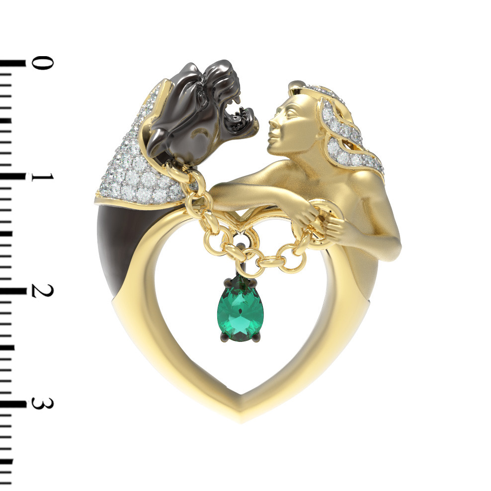 Подвеска из лимонного золота c фианитом и хризопразом