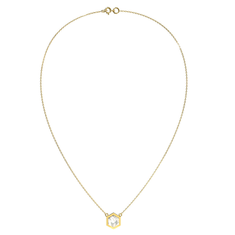 Колье из лимонного золота c перламутром