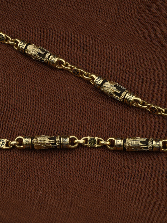 Цепь из лимонного золота c эмалью и эбеновым деревом