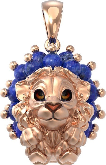 Подвеска из золота c эмалью и лазуритом