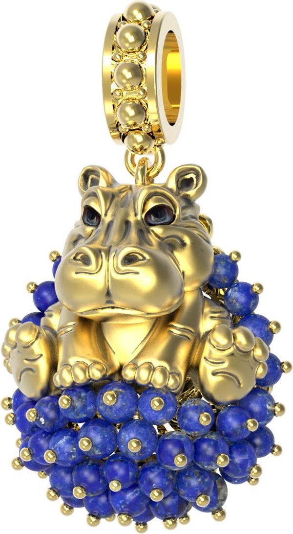 Подвеска из лимонного золота c эмалью и лазуритом