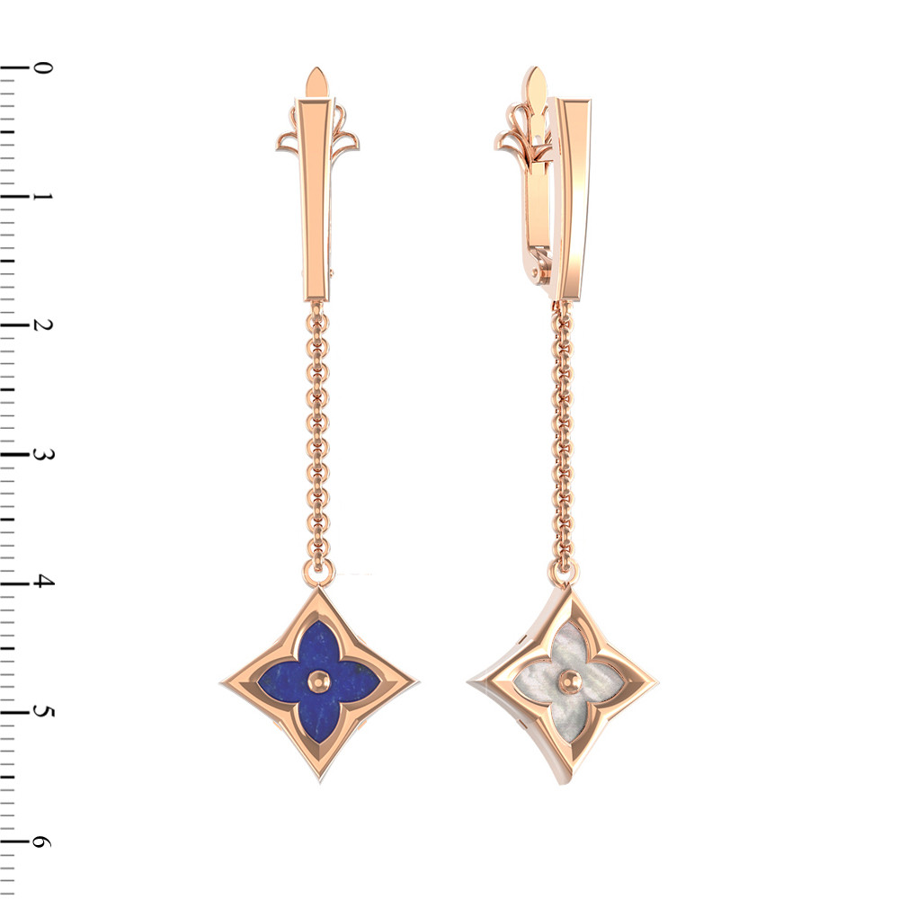 Серьги из золота c лазуритом и перламутром