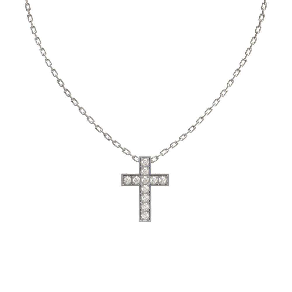 Крест из белого золота c бриллиантами