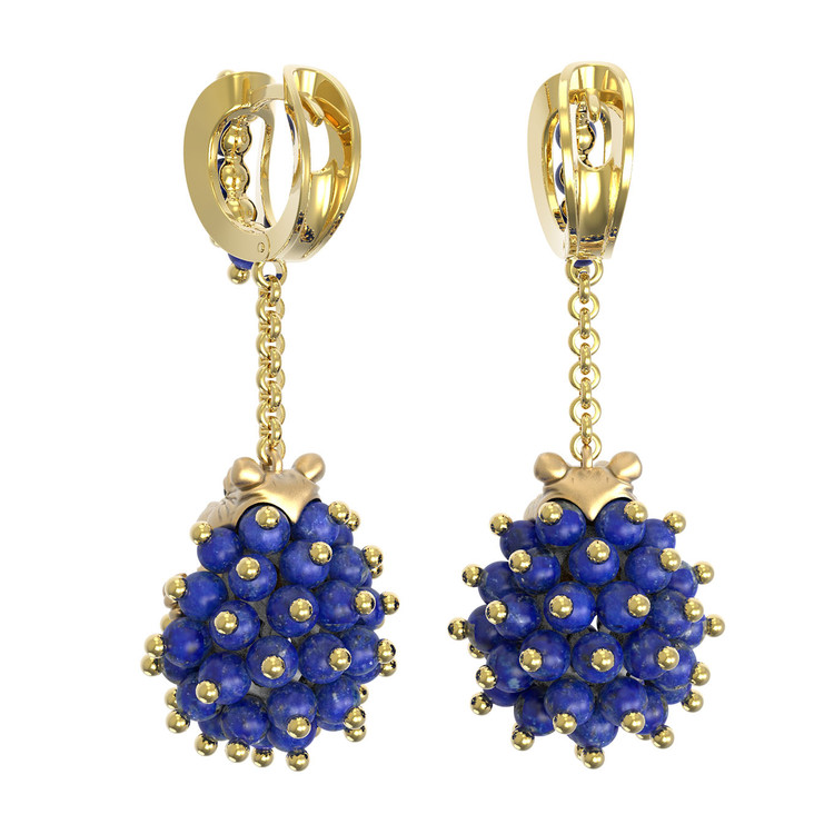 Серьги из лимонного золота c эмалью и лазуритом