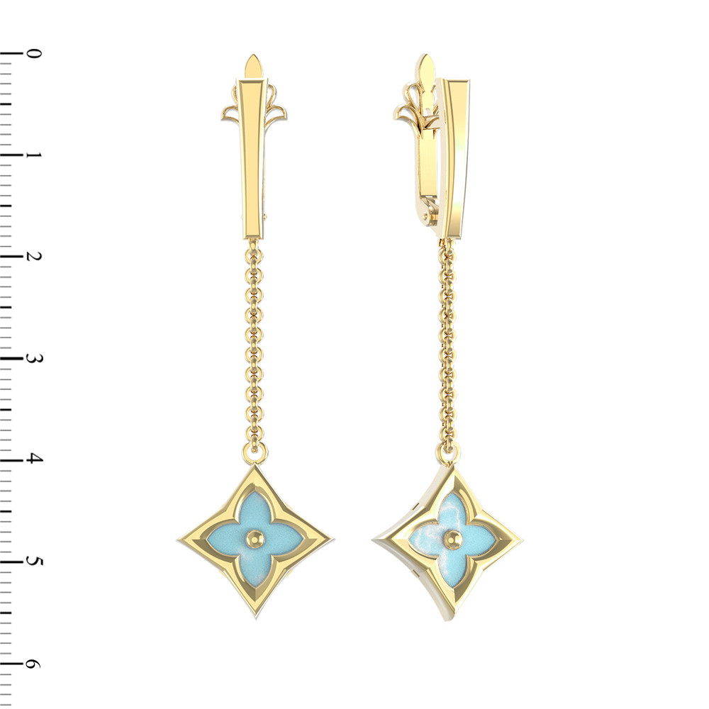 Серьги из лимонного золота c бирюзой