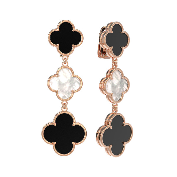 Серьги из золота c ониксом и перламутром