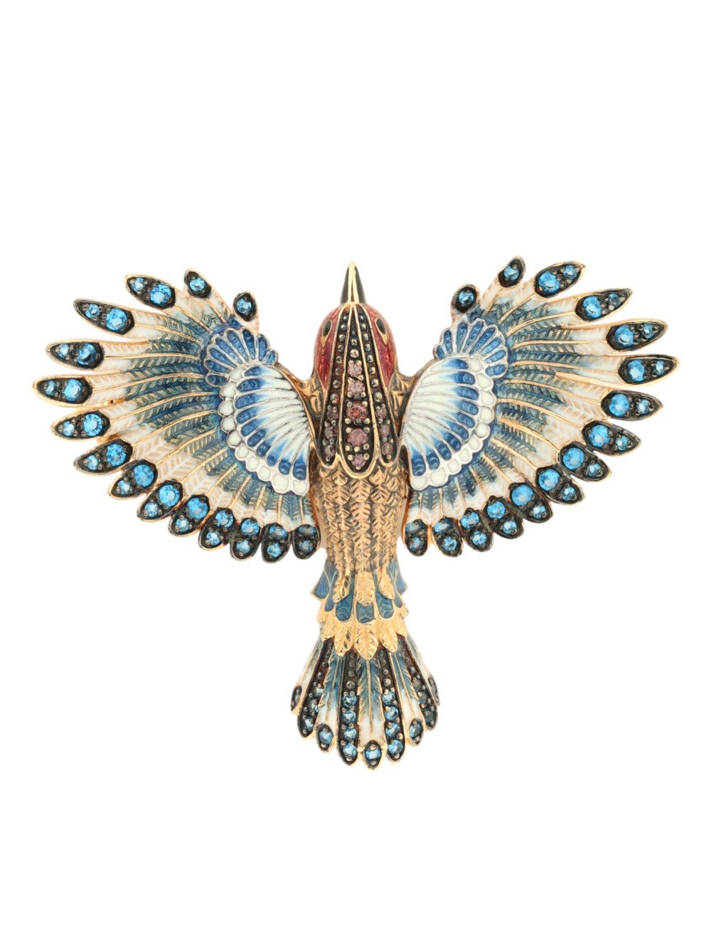 Брошь из золота c эмалью и фианитом