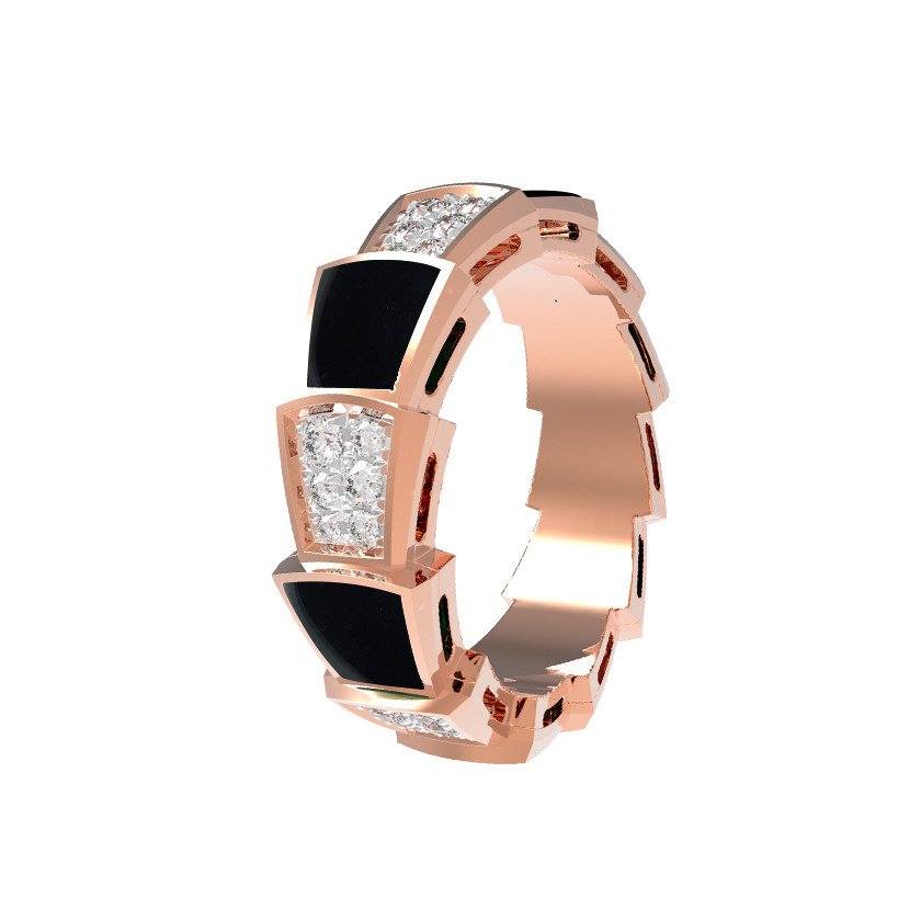 Кольцо из золота c бриллиантами и ониксом