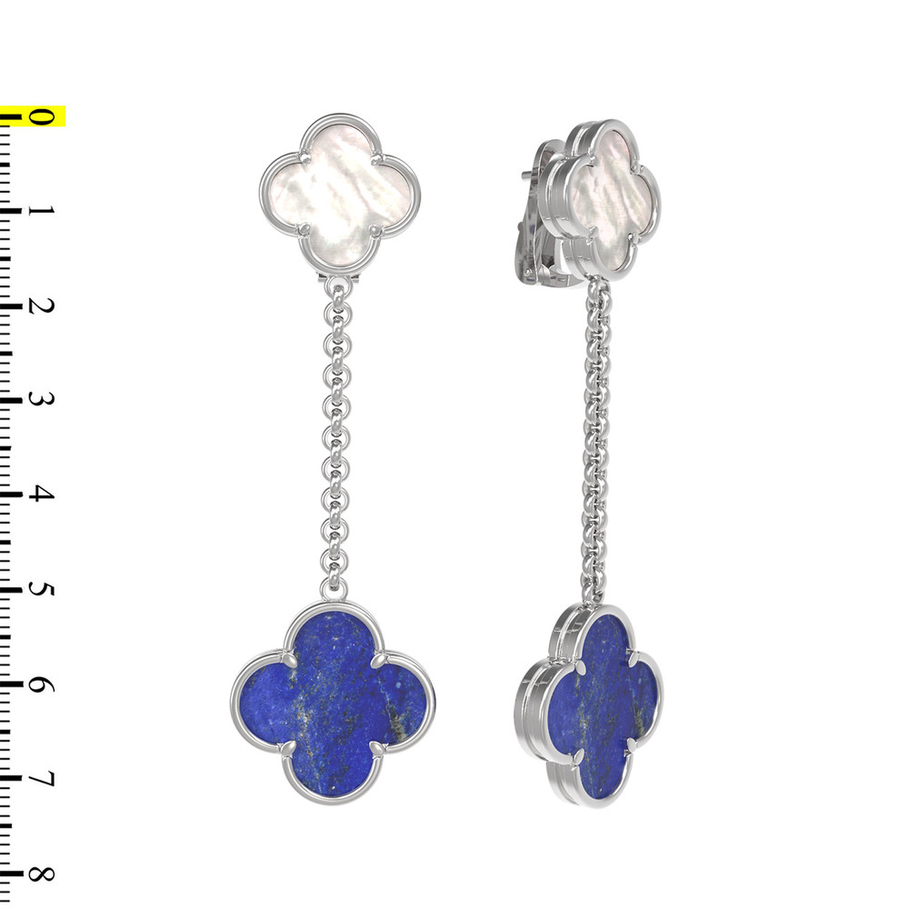 Серьги из белого золота c лазуритом и перламутром