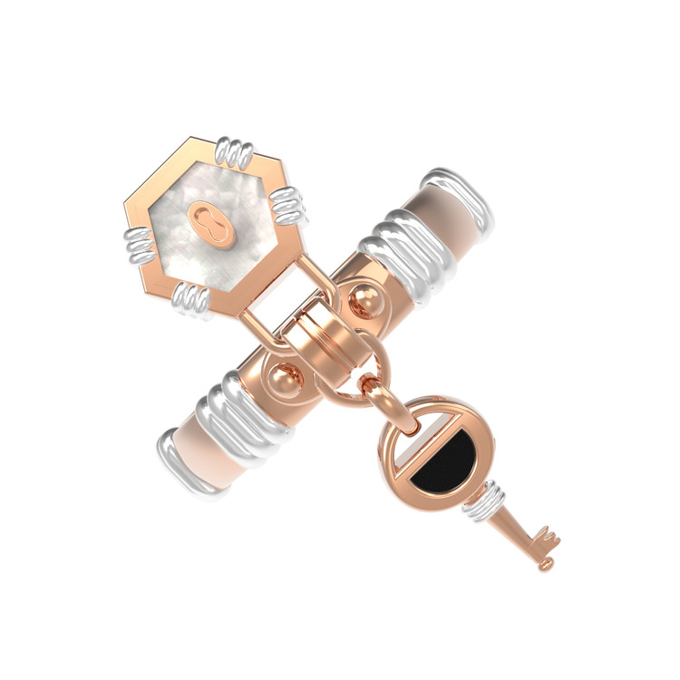 Кольцо из золота c ониксом и перламутром