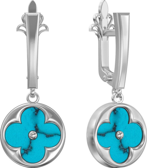 Серьги из белого золота c бирюзой