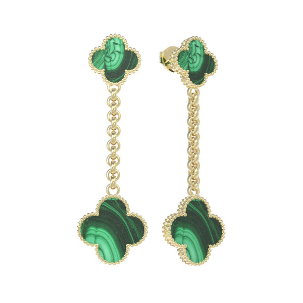 Серьги из лимонного золота c малахитом
