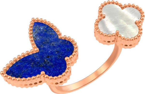 Кольцо из золота c лазуритом и перламутром