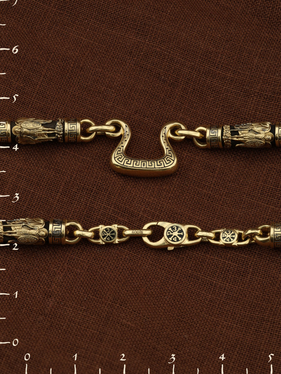 Цепь из лимонного золота c эмалью и эбеновым деревом