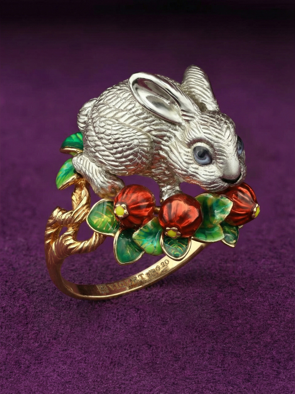 Кольцо из лимонного золота c эмалью