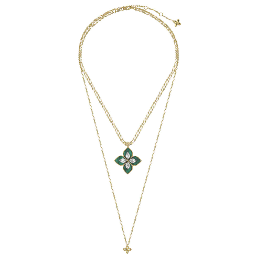 Колье из лимонного золота c бриллиантами и малахитом