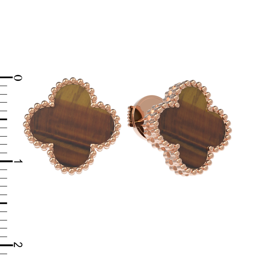 Серьги из золота c тигровым глазом