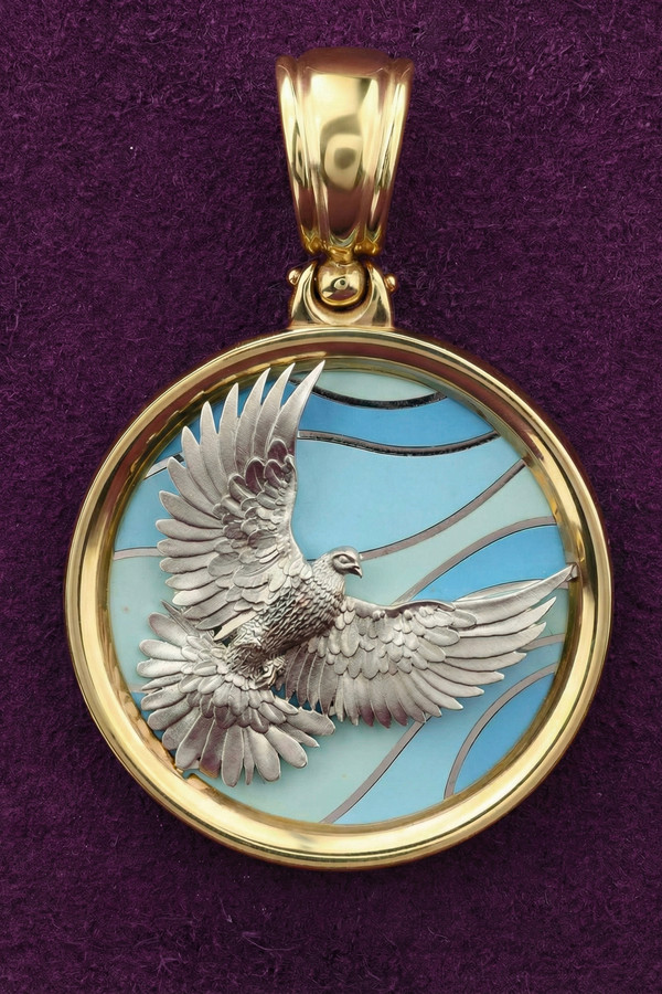 Подвеска из лимонного золота c эмалью