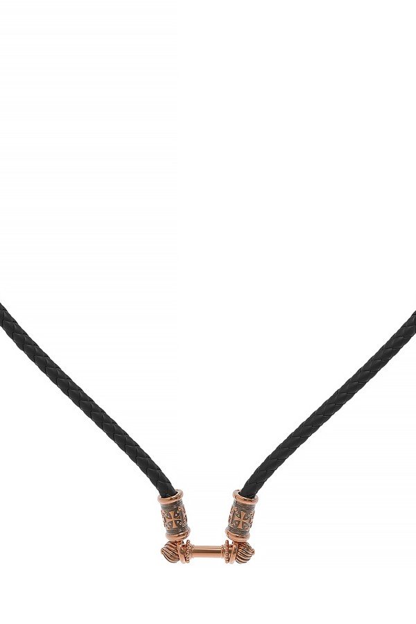 Гайтан из золота c кожаным шнурком