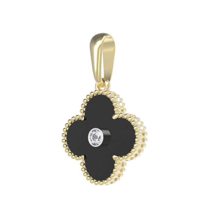 Подвеска из лимонного золота c бриллиантами и ониксом