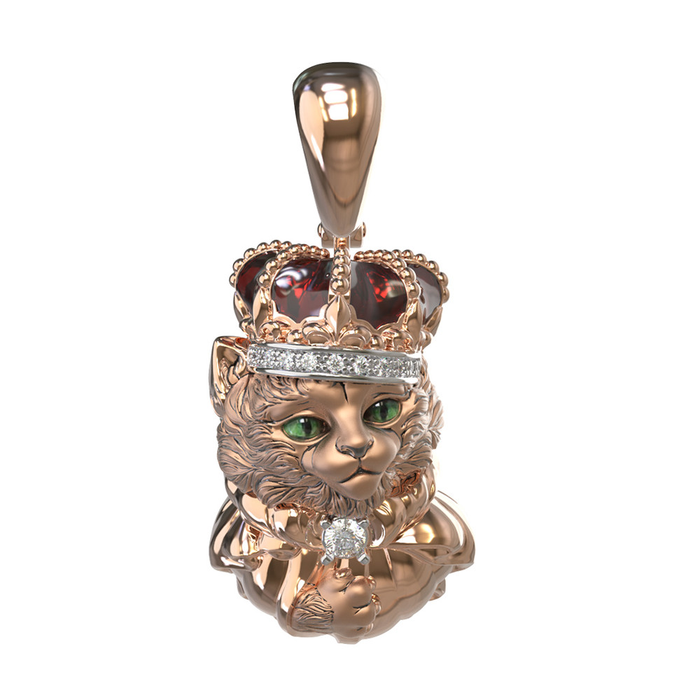 Подвеска из золота c эмалью, бриллиантами и рубином