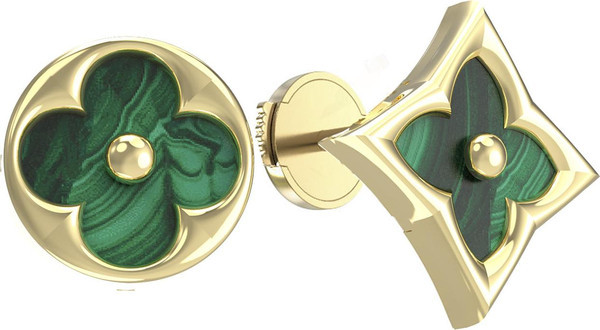 Серьги из лимонного золота c малахитом