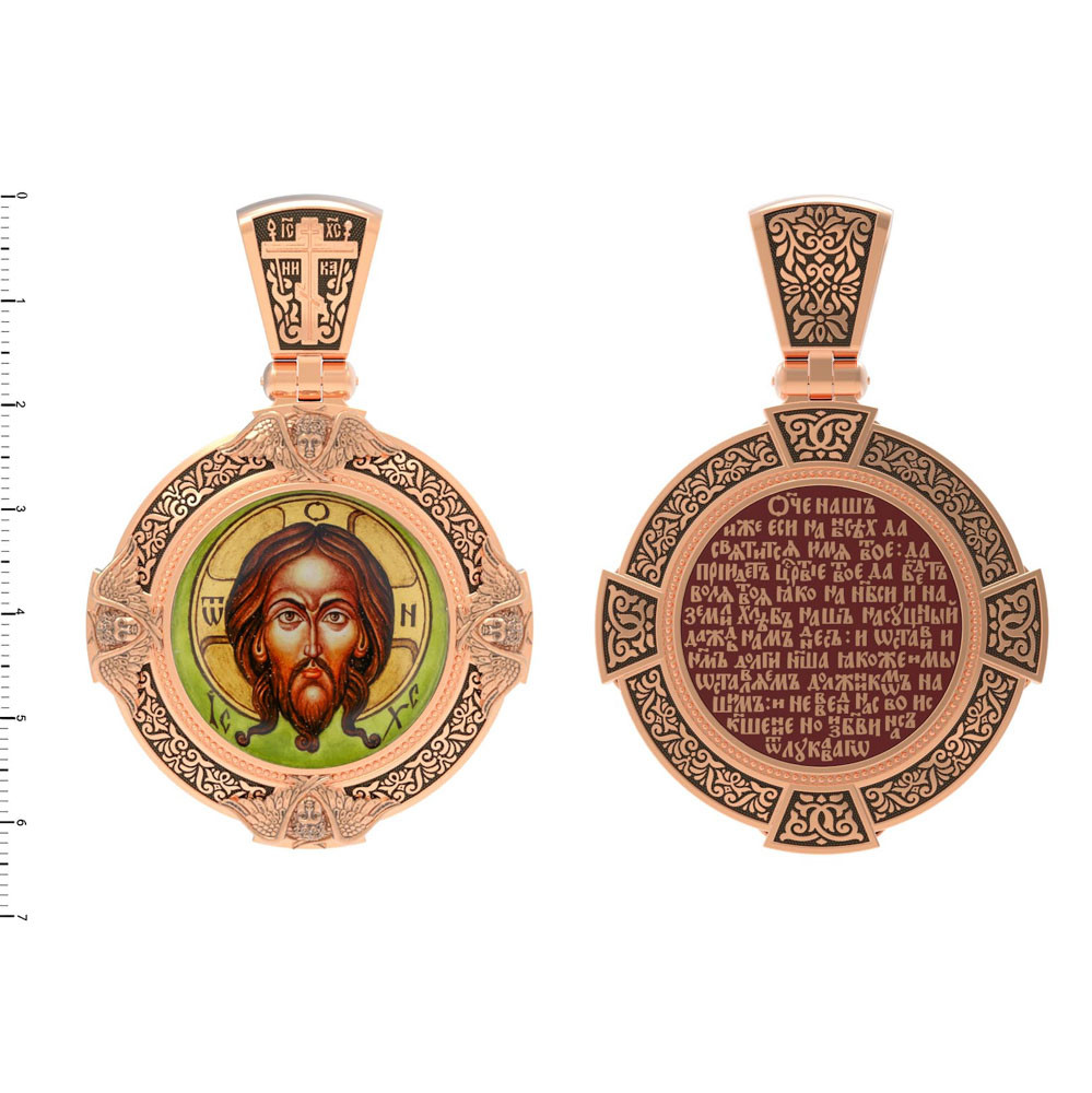 Образок из золота c эмалью, иконописью и темперой