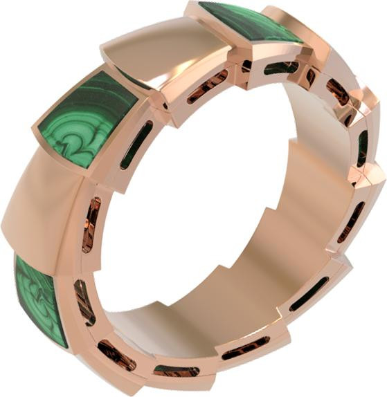 Кольцо из золота c малахитом