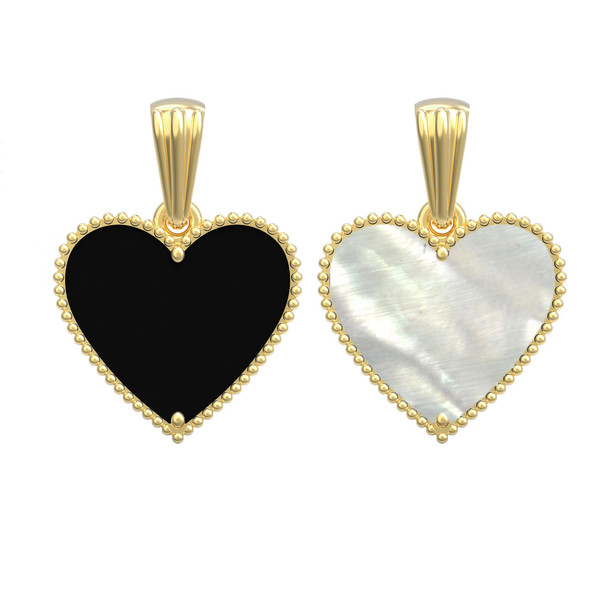 Подвеска из лимонного золота c ониксом и перламутром