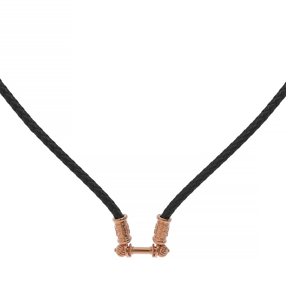 Гайтан из золота c кожаным шнурком