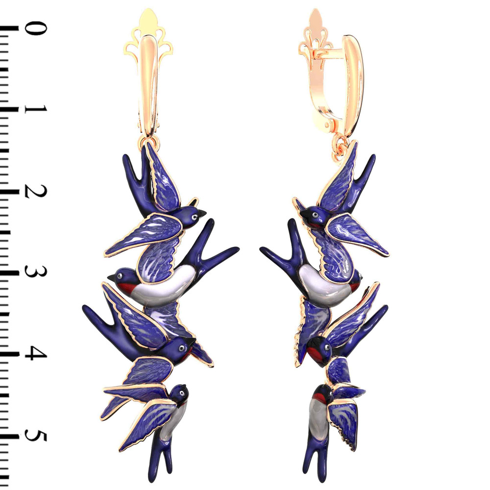 Серьги из золота c эмалью