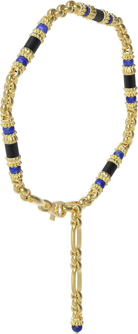 Браслет из лимонного золота c ониксом и лазуритом