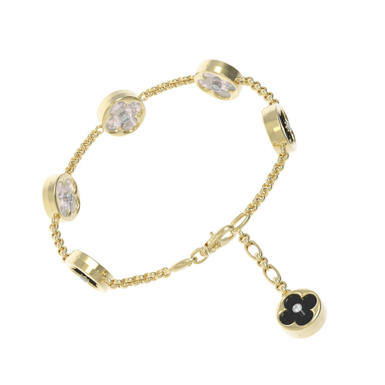 Браслет из лимонного золота c бриллиантами, ониксом и перламутром