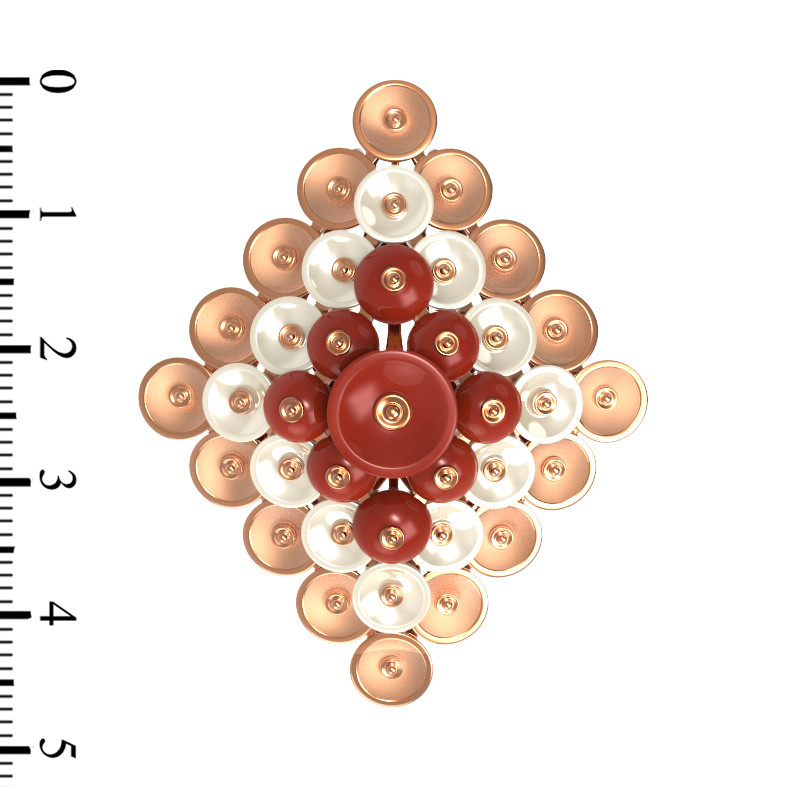 Подвеска из золота c агатом и перламутром