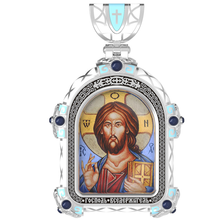 Образок из белого золота c эмалью, иконописью и темперой