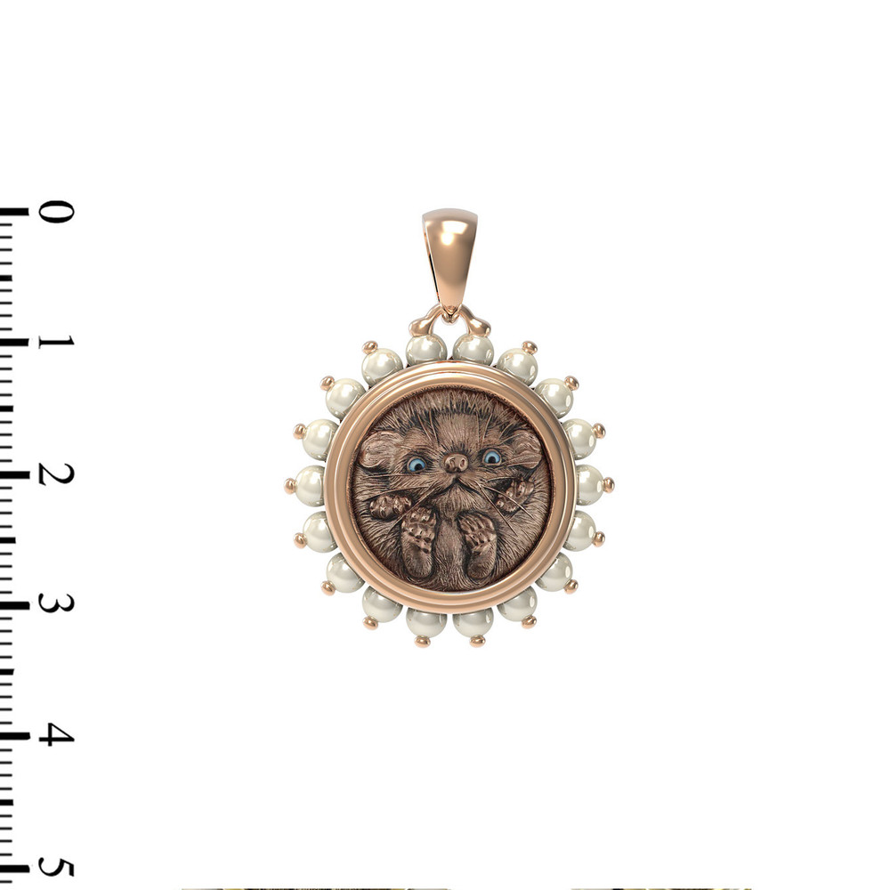 Подвеска из золота c эмалью и жемчугом