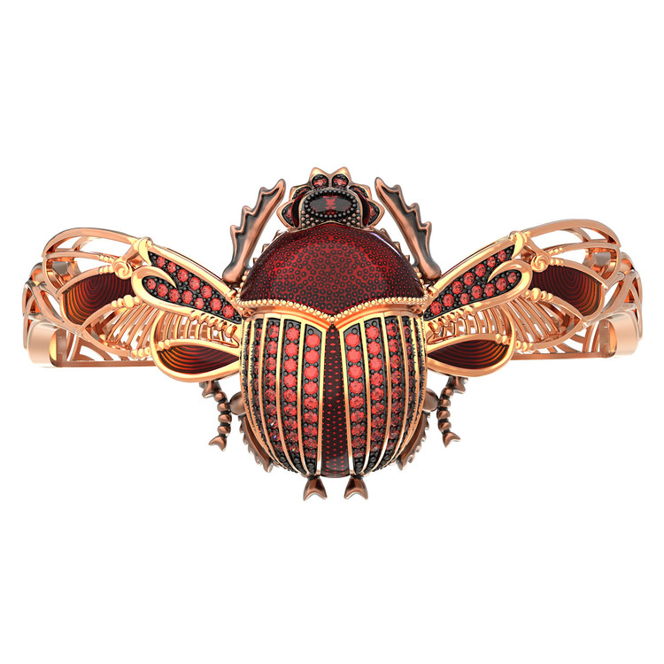 Браслет из золота c эмалью, фианитом, гранатом и эмалью